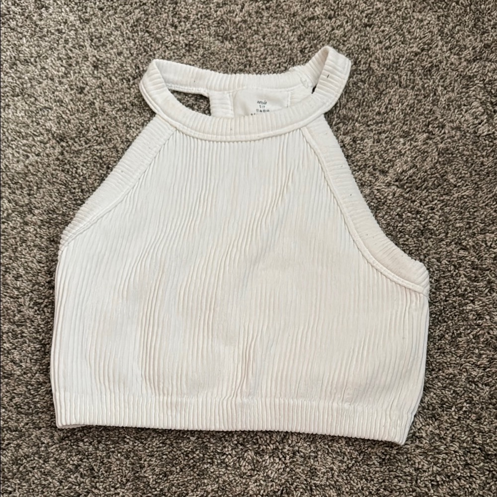 Aerie Ribbed White Tank Top